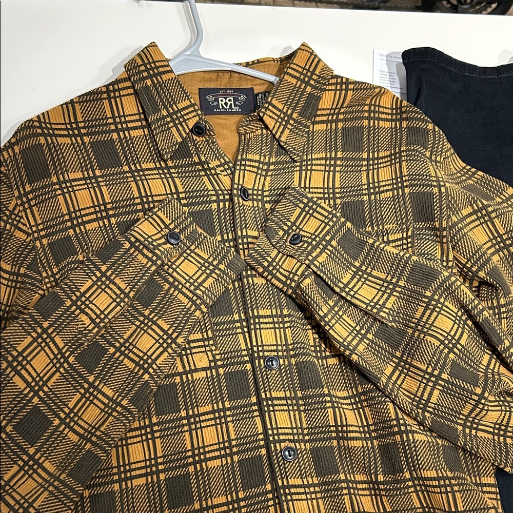 Ralph Lauren Double RL burnt orange and Dark Brown Plaid Shirt (see video)
